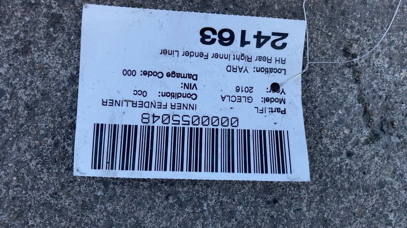 A 166 884 14 22 2016 Mercedes-Benz GLE350 Rear Inner Fender Liner Splash Guard Shield Right RH