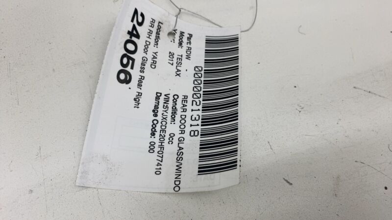2016-2020 Tesla Model X Rear Passenger Side Door Window Glass Right 43R-004553