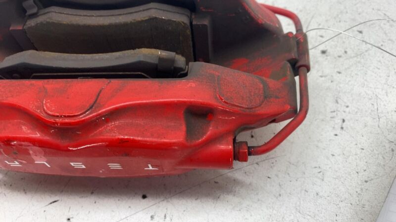 1042642-01-A 2012-2020 Tesla Model S Rear Passenger Side Caliper Red w/ Brake Hose Line Right