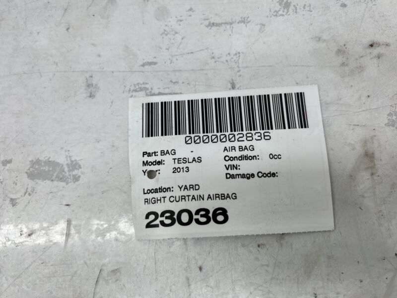 1005262-00-C 2012-2020 Tesla Model S MS Right Passenger Roof Curtain Airbag OEM RH 1005262-00