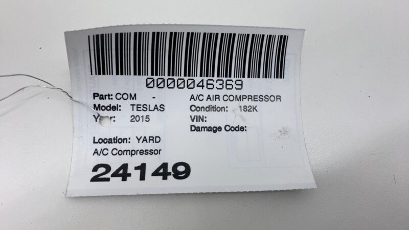 2012-2015 Tesla Model S HVCC Electric Air Conditioning A/C Compressor Pump Assy