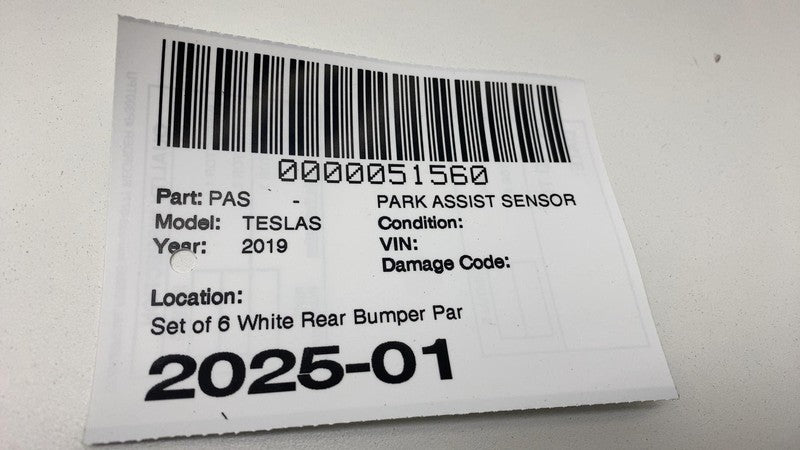 112750311C 2016-2024 Tesla Model S X 3 Y Set of 6 Bumper Parking Assist Sensor White - PPSW