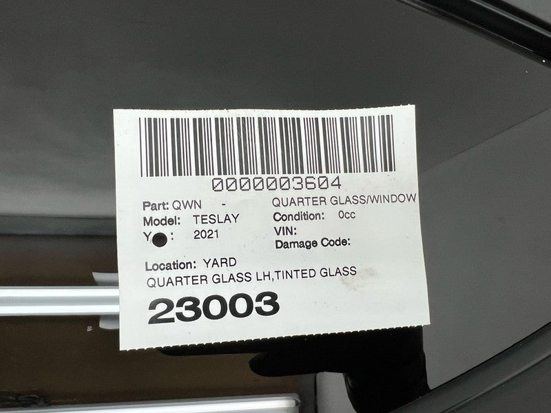 2020-2023 Tesla Model Y MY Rear Driver Side Quarter QTR Window Fixed G