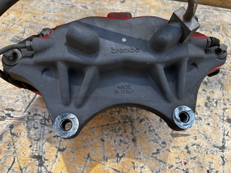 ⭕ 2012-2020 Tesla Model S Front Driver Side Caliper Red w/ Brake Hose