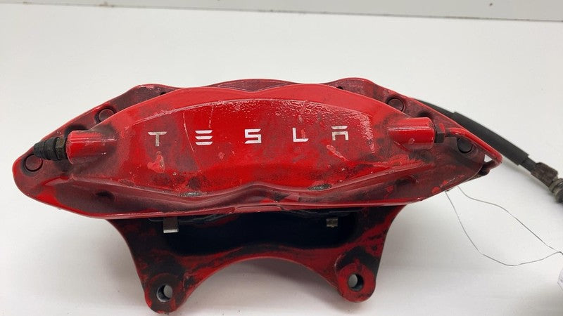 2012-2020 Tesla Model S Front Driver Side Caliper Red w/ Brake Hose Li