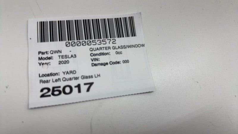 1080703-00 ⭕ 2017-2020 Tesla Model 3 Rear Left Quarter Fixed Window Glass LH OEM 1080703-00
