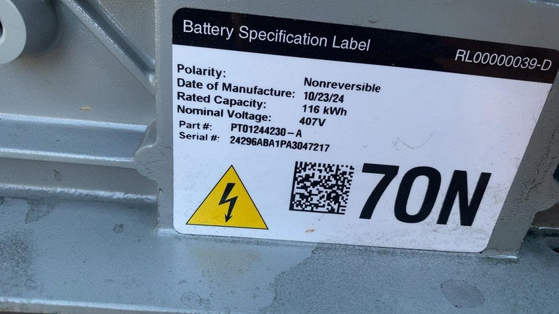 PT01244230 A ⭕ 2025 Rivian R1S HV Battery Module Large Pack Assy 407V 116 kWh PT01244230-A
