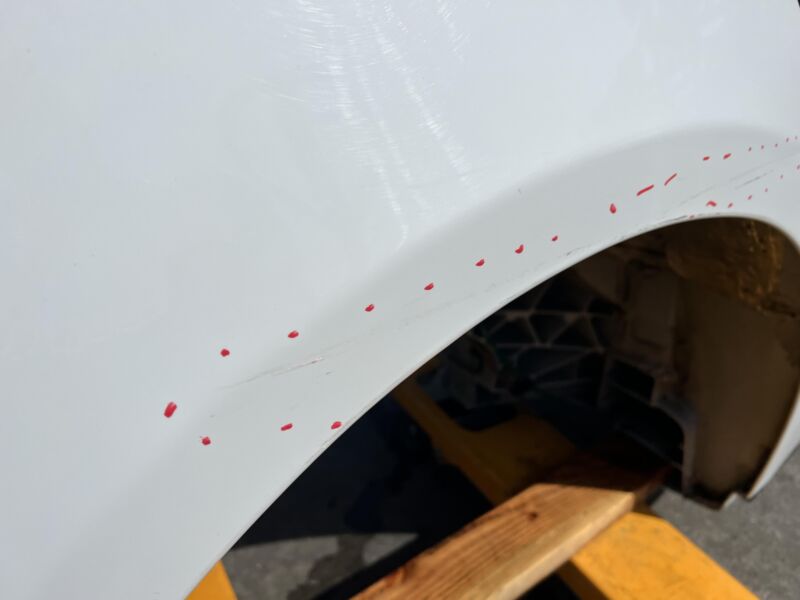 2012-2016 Tesla Model S Rear Quarter Panel Structural Cutout Right RH White PBCW
