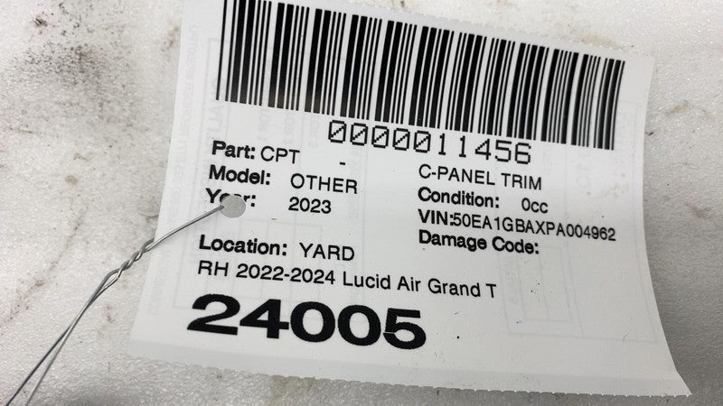 P11-NP81B4-02 ⭕2022-2024 Lucid Air Grand Touring Right C-Pillar Leather Mid Trim P11-NP81B4-02