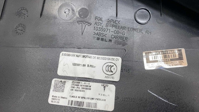 ⭕16-20 Model X Passenger Side B-Pillar Lower Trim w/ Air Duct Right 10
