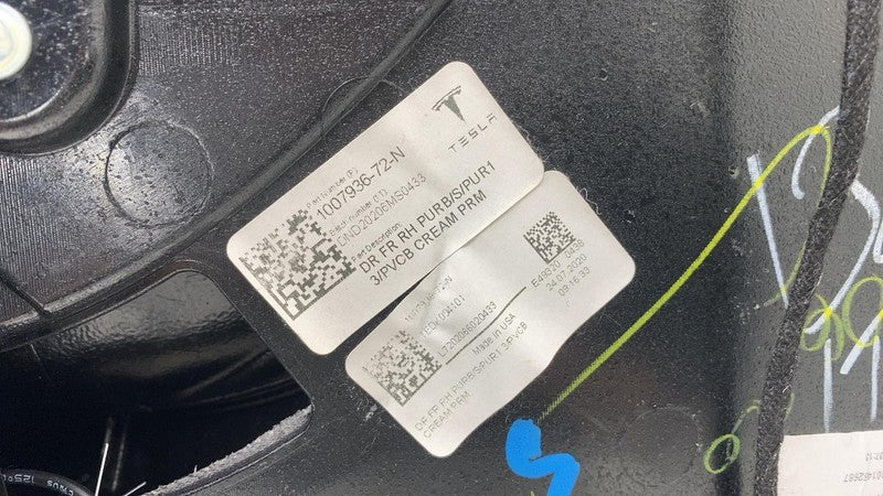 100793672N ⭕ 2016-2020 Model S Front Right Interior Door Panel Trim Card Cover 1007936-72-N