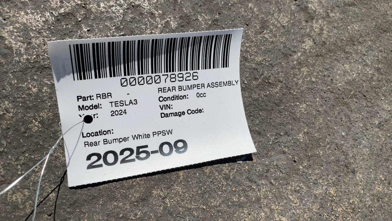 ⭕ 24-25 Tesla Model 3 Rear Bumper Fascia Cover Assembly White PPSW 178