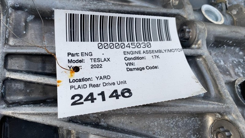 1762000 00 D 21-23 Tesla Model X S Electric Engine Motor Rear Drive Unit Top Level Assy Plaid