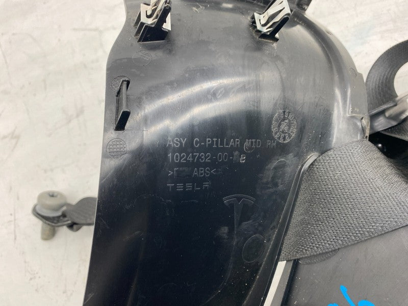 ⭕ 12-20 Model S Passenger C-Pillar Mid Trim Cover & Seat Belt Right 10