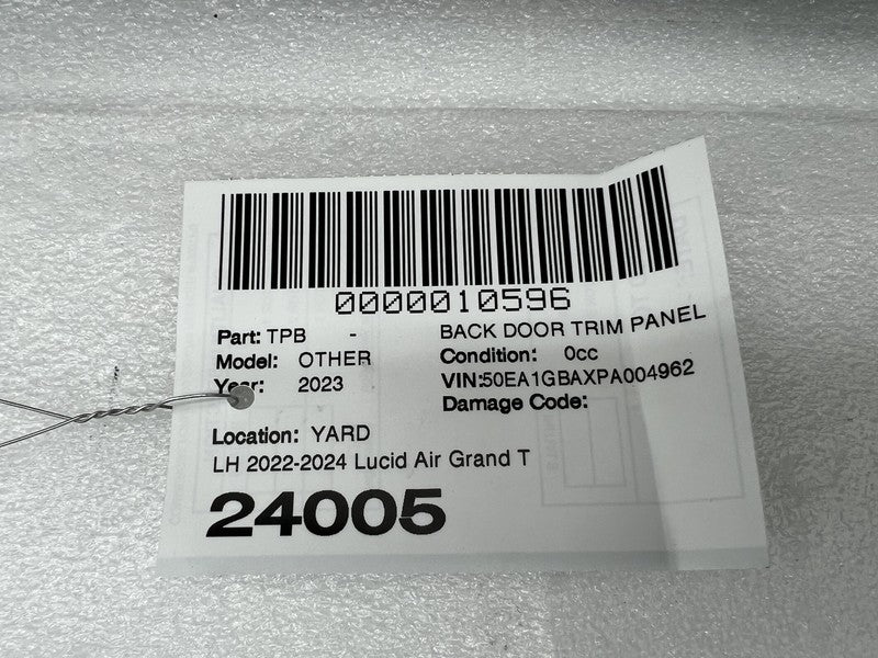 P11-NDC1B4-10 ⭕ 22-24 Lucid Air Grand Touring Rear Door Panel Trim Card Left LH P11-NDC1B4-10