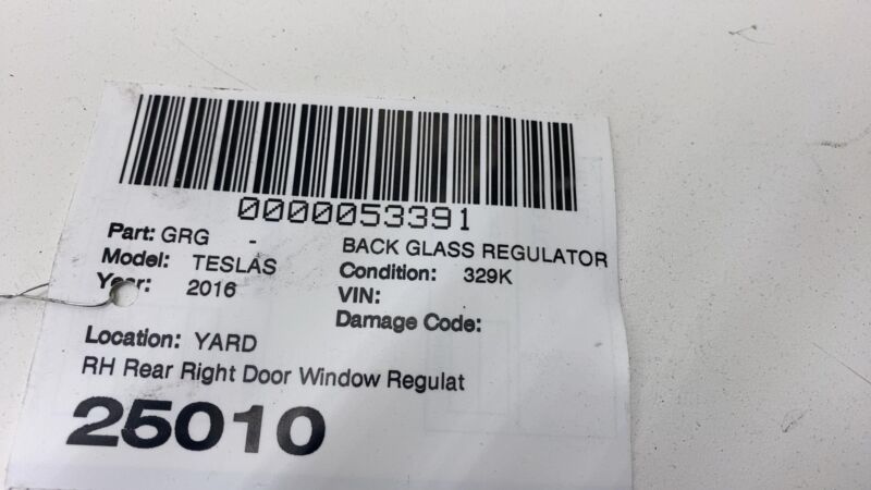 600637700G 2012-2020 Tesla Model S Rear Passenger Side Door Window Regulator & Motor Right
