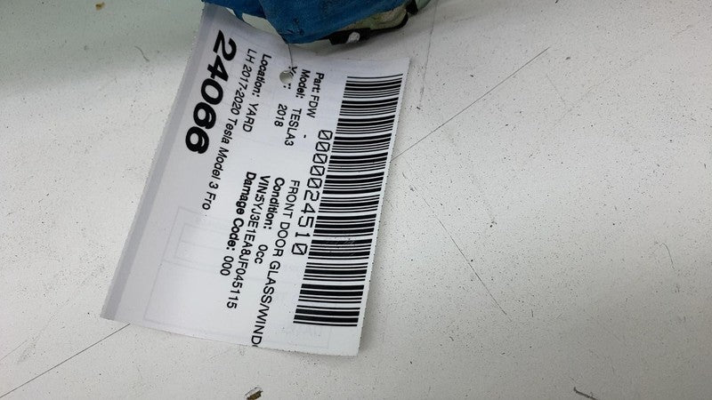 43R-004530 ⭕ 2017-2019 Tesla Model 3 Front Driver Side Door Window Glass Left (Single Pane)
