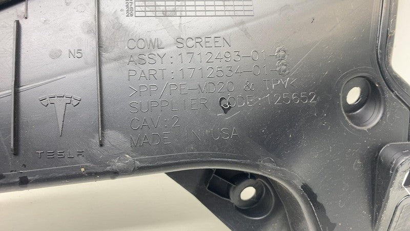 171253401D ⭕ 24-25 Model 3 Front Windshield Wiper Cowl Screen Underhood Trim 1712493-01-D