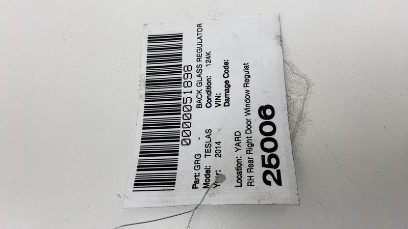 600637700G 2012-2020 Tesla Model S Rear Passenger Side Door Window Regulator & Motor Right