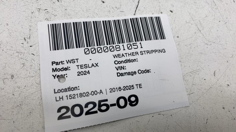1521802-00-A ⭕ 2016-2025 Tesla Model X MX Left Side B Pillar Weatherstrip Seal 1521802-00-A