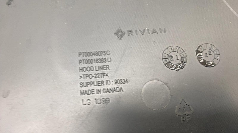 PT00048075C ⭕ 22-24 Rivian R1T R1S Front Hood Bonnet Sound Insulation Trim Cover PT00048075C