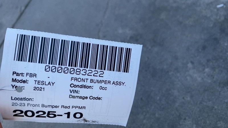 ⭕ 20-23 Model Y Front Bumper Cover Red - PPMR w/ Park Sensor Type 1493