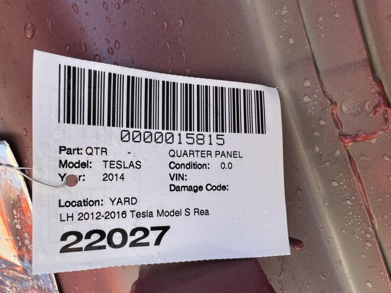 2012-2016 Tesla Model S MS Rear Quarter Panel Structural Cutout Left LH Red PPMR