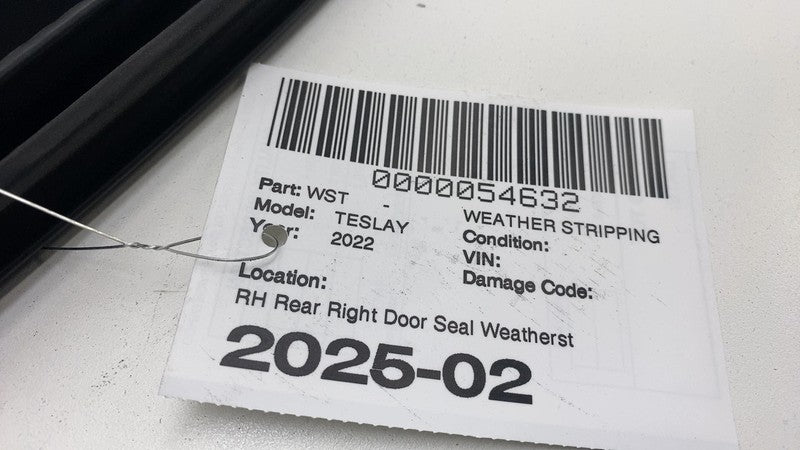 2020-2023 Tesla Model Y Rear Passenger Right Door Body Weatherstrip Rubber Seal