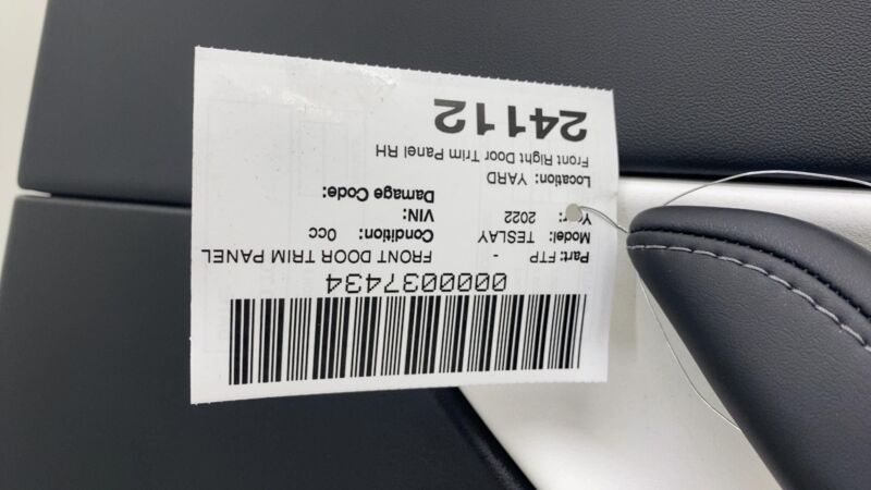 2020-2023 Tesla Model Y MY Front Passenger Side Door Panel Trim Card White Right