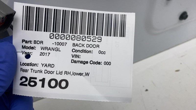 68079246AA ⭕ 11-18 Wrangler Rear Trunk Back Door Tailgate Deck Lid Panel Lower White - PW7