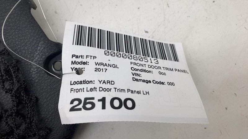 1QJ370X9AG ⭕ 2011-2017 Jeep Wrangler Front Driver Side Interior Door Panel Trim Cover Left