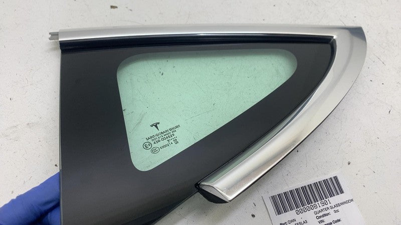 1080703-00 ⭕ 2017-2020 Tesla Model 3 Rear Left Quarter Fixed Window Glass LH OEM 1080703-00