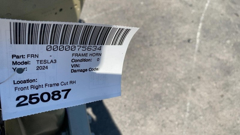 ⭕ 24-25 Model 3 Front Right A + B Pillar Structural Frame Horn Cut Bla