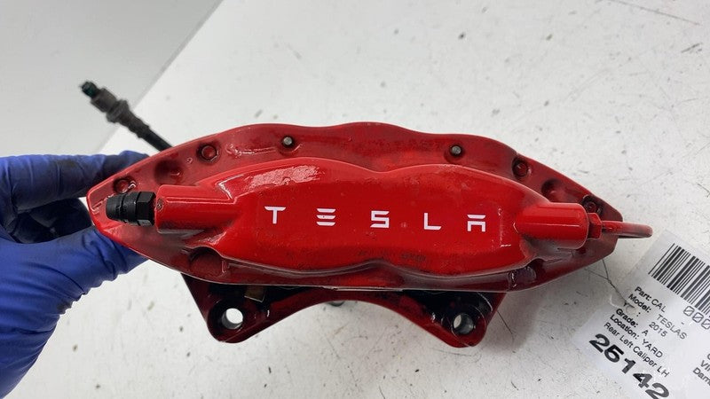 ⭕ 2012-2020 Tesla Model S Rear Caliper Red w/ Brake Hose Line Left 104