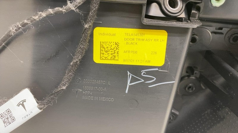 1588128-91-B ⭕ 21-23 Model 3 Rear Driver Side Interior Door Panel Trim Card Left 1588128-91-B