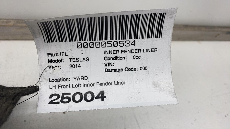 2012-2015 Tesla Model S MS Front Left Wheel Fender Liner Splash Shield