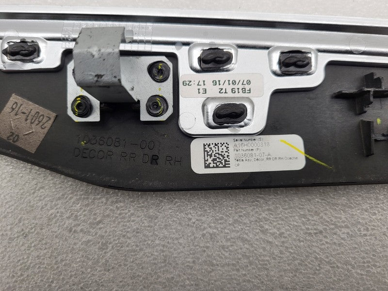 1036081 07 A ⭕ 16-20 Model X Rear Right Door Trim Mold Card Molding Obeche Pore 1036081-07-A
