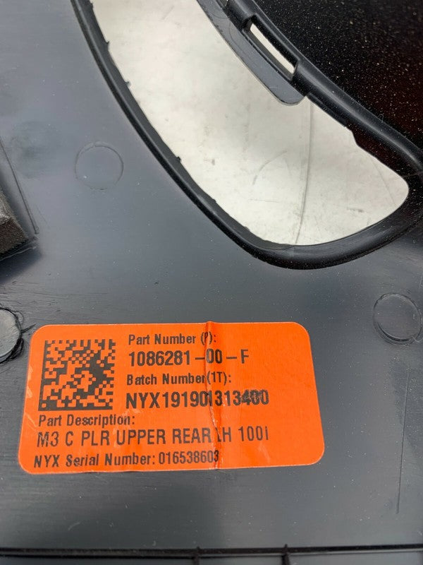 1086281-00-F ⭕2017-2022 Model 3 Rear Driver Upper C-Pillar Trim Cover Panel Left 1086281-00-F