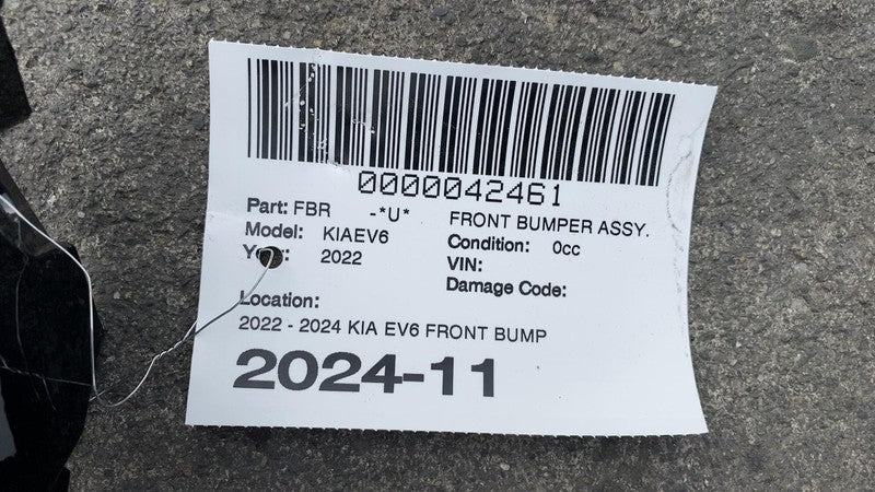 2022 2023 2024 Kia EV6 Front Bumper Cover with Sensor Holes Assembly OEM Black