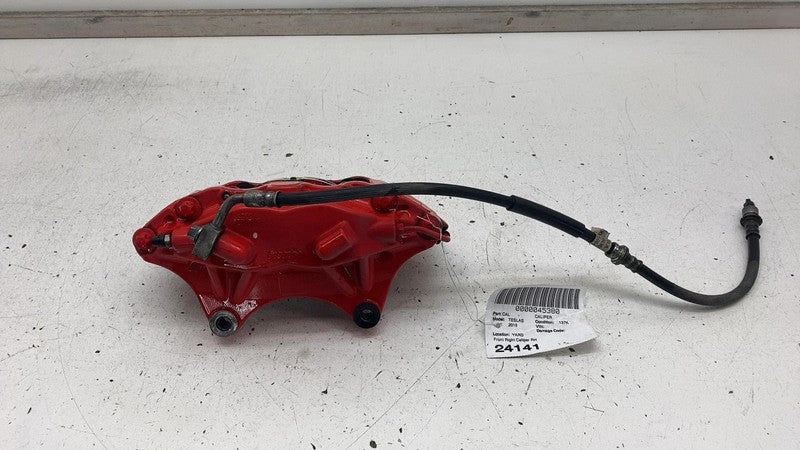 2012-2020 Tesla Model S Front Passenger Side Caliper Red + Brake Hose Line Right