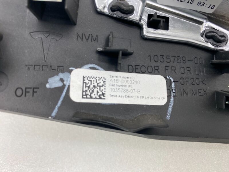 103578807B 2016-2020 Tesla Model X MX Front Driver Side Door Decor Trim Obeche Left LH Assy