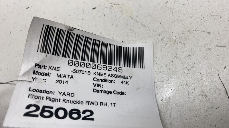 ⭕09-15 Mazda MX-5 Miata Front Right Spindle Knuckle Wheel Hub w/ Dust Shield RWD