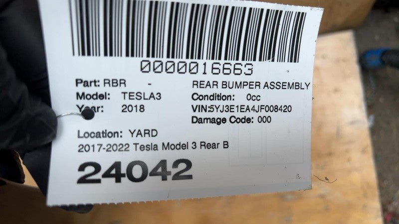 ⭕ 2017-2022 Tesla Model 3 Rear Bumper Cover w/ Park Sensor & Harness B