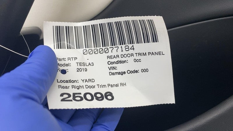 ⭕ 17-20 Tesla Model 3 Rear Passenger Side Interior Door Panel Trim Card Right RH