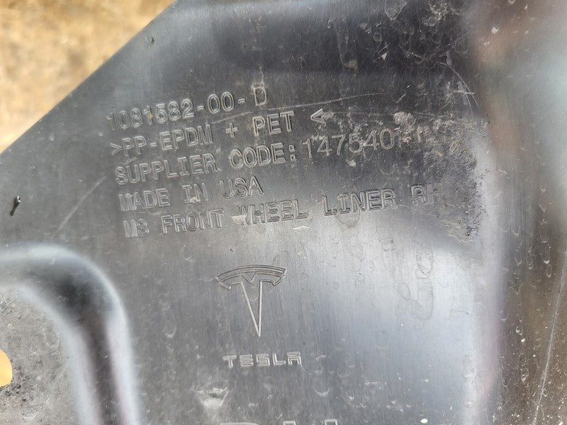 108158200D ⭕ 18-23 Tesla Model 3 Front Right Wheel Fender Liner Splash Shield 1081582-00-D