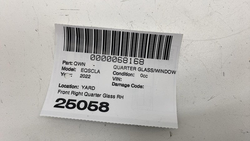 E6 43R-00050 ⭕ 2022 EQS 450+ V297 Rear Passenger Side Quarter Fixed Door Window Glass Right