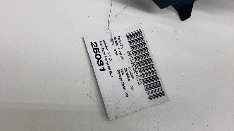 ⭕ 2024 Porsche Cayenne Front Passenger Side Fender Shell Panel Right Assy Blue