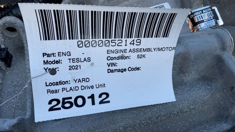 1762000 00 C 2021-2023 Tesla Model S MS Rear Drive Unit Motor w/ Subframe & Suspension PLAID