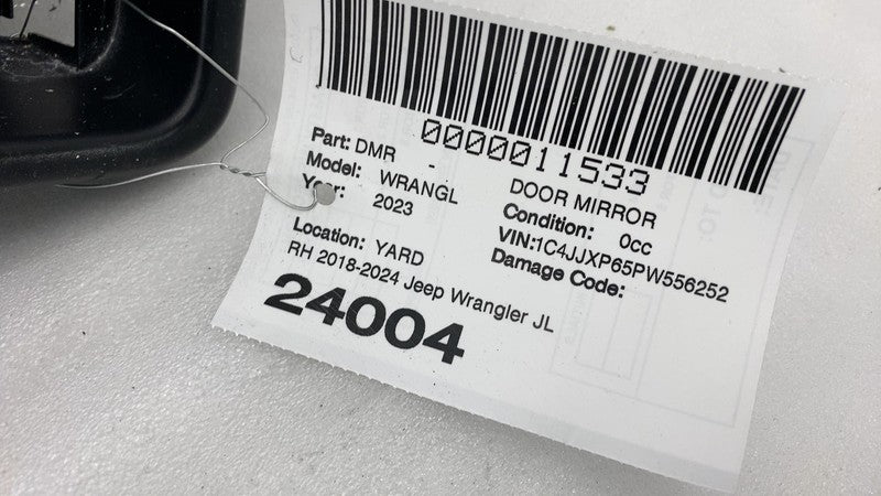 ⭕ 18-24 Jeep Wrangler Right Power Door Mirror w/o Glass & Skull Cap 68