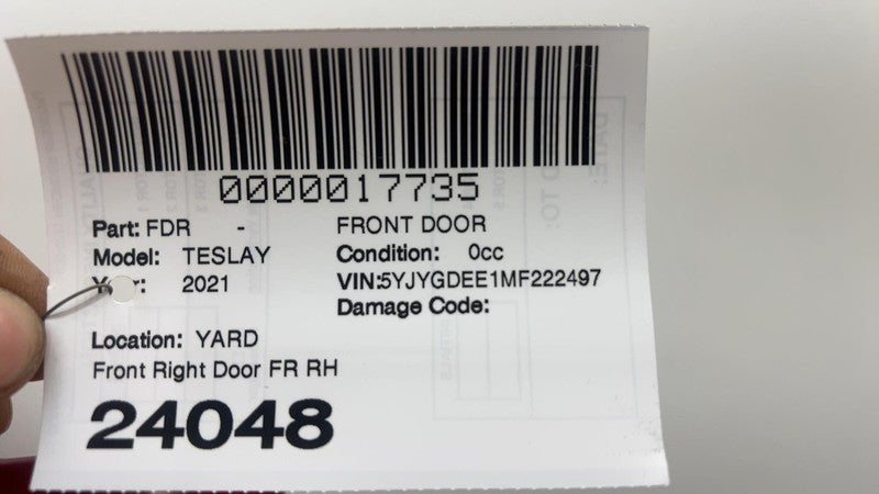 ⭕20-24 Model Y Front Passenger Side Door Shell Panel Right Red PPMR 15